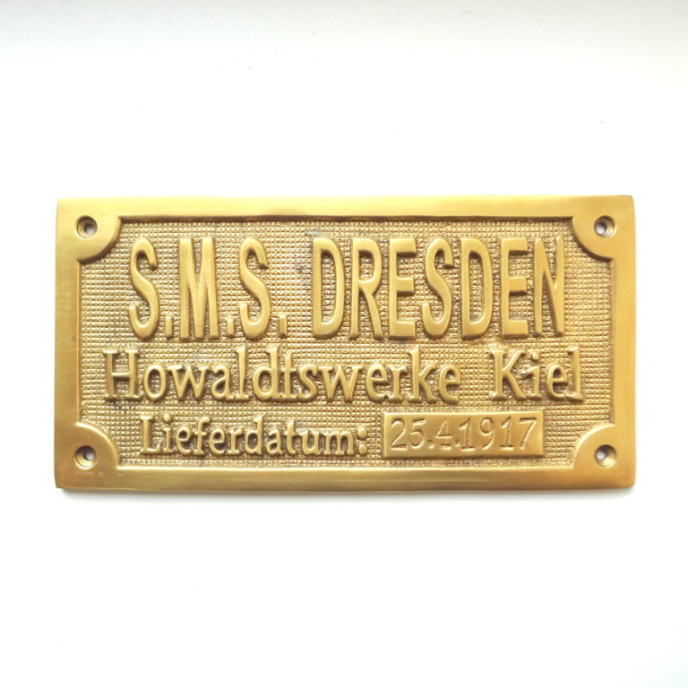 Табличка корабельная закладная  S.M.S. DRESDEN